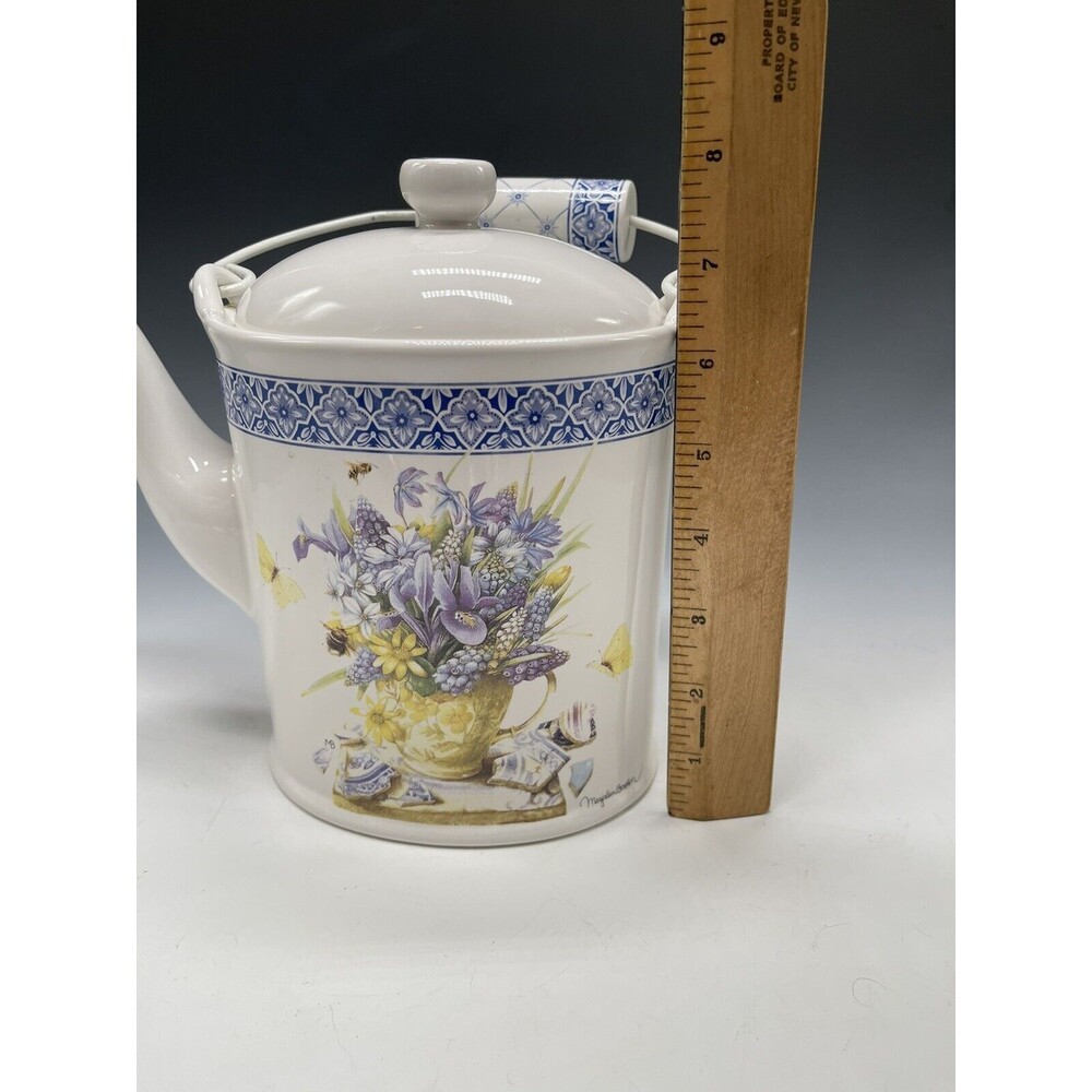 Hallmark Marjolein Bastin Nature's Sketchbook Watering Can Ceramic Teapot Signed - Picture 15 of 16